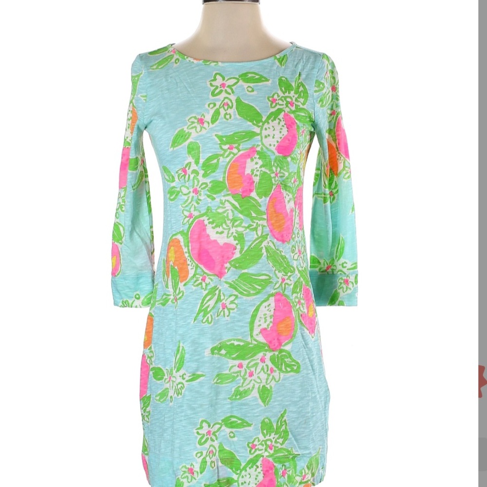 Lilly Pulitzer Cotton Blue Green Floral Dress XS